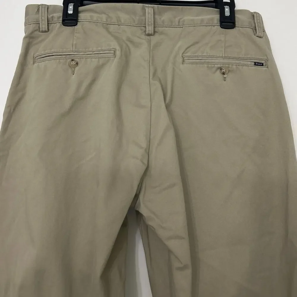 Polo Ralph Lauren Classic Fit Chino Pants 34x32 Khaki 100% Cotton Preppy Ivy